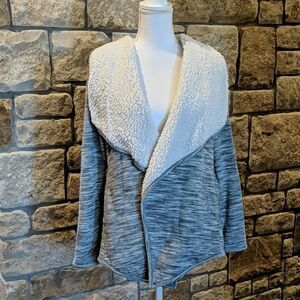 Green Tea Women's Heather Grey Sherpa Jacket Size Large